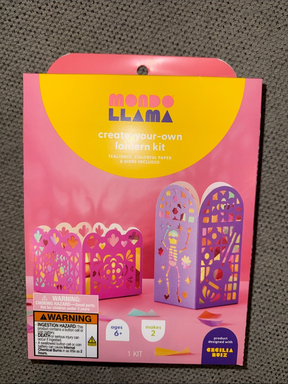 Mondo Llama Create-Your-Own Lantern Kit - Pink & Yellow